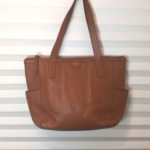 Fossil Brown Leather Tote Bag Handbag